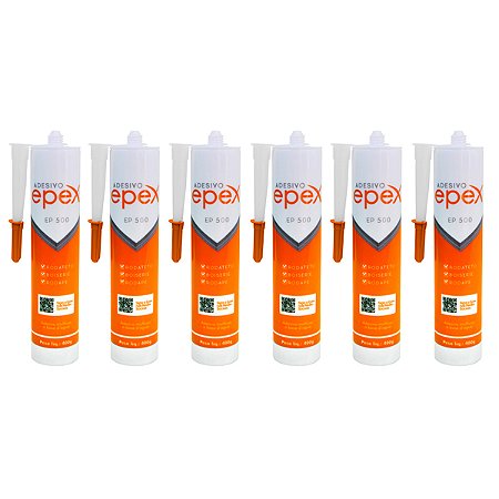 Kit 6 Cola Adesivo EP500 Rodateto Rodapé Boiserie 400g Epex