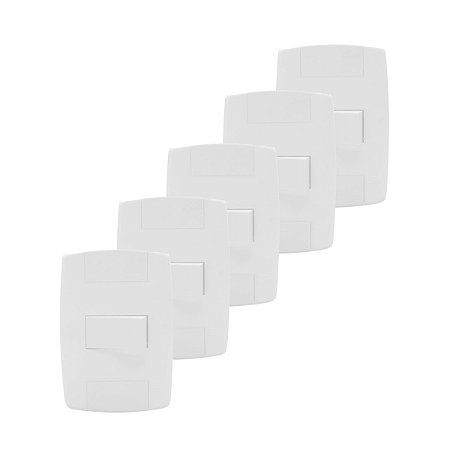 Kit 5 Interruptor Simples Branco 10A 250V Placa Espelho 4x2