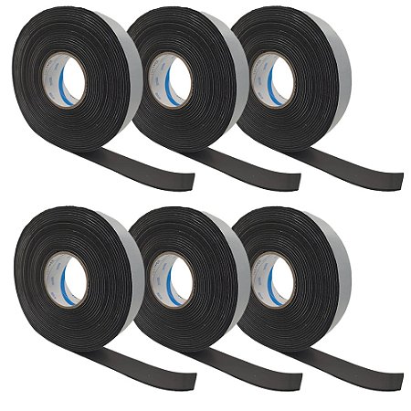 Kit 6 Fita Adesiva Espuma Elastomérica 45mmX10m Preta