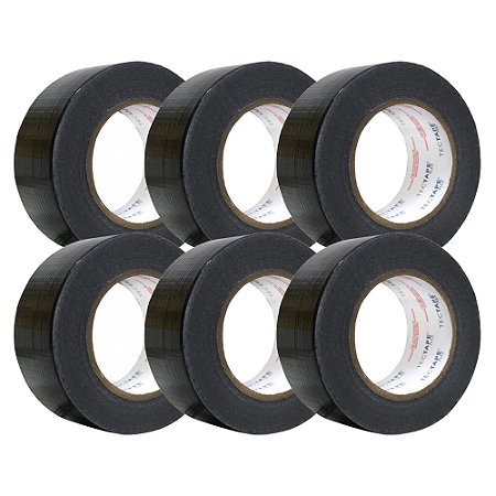 Kit 6 Fita Adesiva Tecido Multiuso SilverTape 48mmX50m Preta