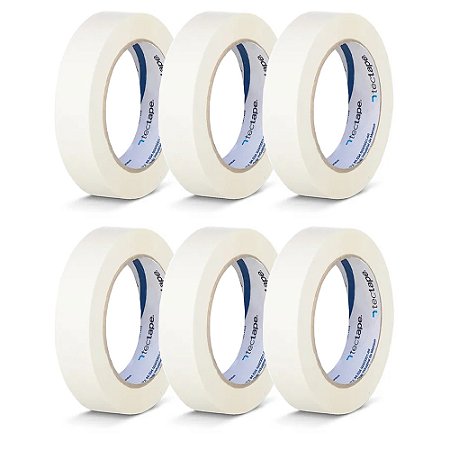 Kit 6 Fita Crepe Uso Geral Pintura 18mmX50m Bege Tectape
