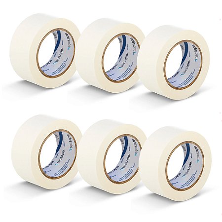 Kit 6 Fita Crepe Uso Geral Pintura 48mmX50m Bege Tectape