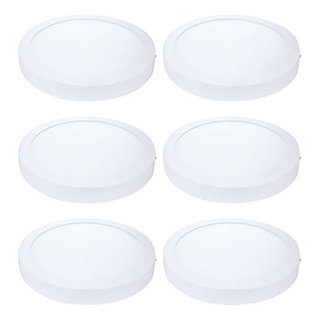 Kit 6 Painel Plafon LED Sobrepor Red Neutra 4000K 18W 22cm