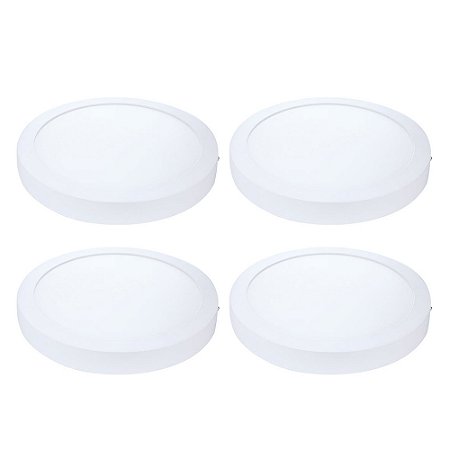 Kit 4 Painel Plafon LED Sobrepor Red Branca 6500K 12W 17cm