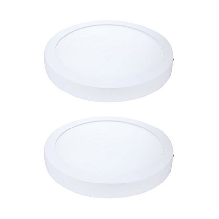 Kit 2 Painel Plafon LED Sobrepor Red Branca 6500K 12W 17cm