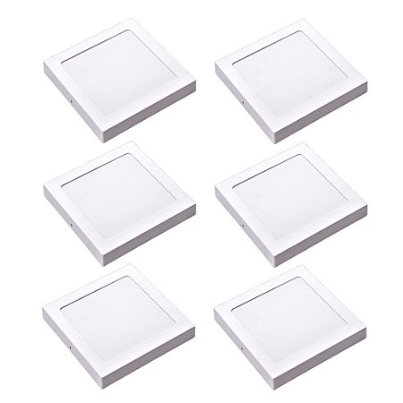 Kit 6 Painel Plafon LED Sobrepor Quad Branca 6500K 24W 29cm