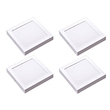 Kit 4 Painel Plafon LED Sobrepor Quad Branca 6500K 24W 29cm