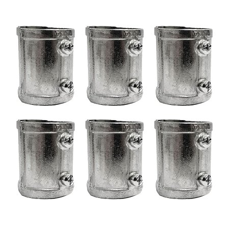 Kit 6 Conector Unid Reto P/ Condulete Sem Rosca 1'' Alumínio