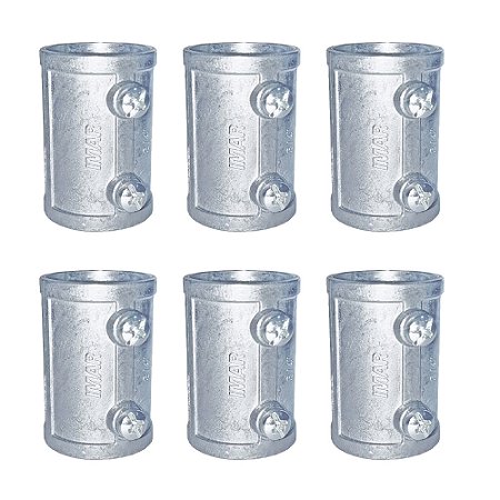 Kit 6 Conector Unid Reto Condulete Sem Rosca 3/4'' Alumínio