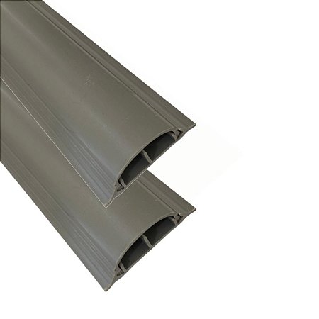 Kit 2 Canaleta P/ Piso Cabos 2 Divisórias 50x15 Cinza 2m