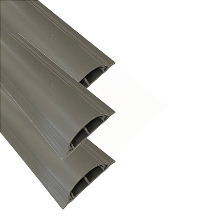 Kit 3 Canaleta P/ Piso Cabos 2 Divisórias 50x15 Cinza 2m