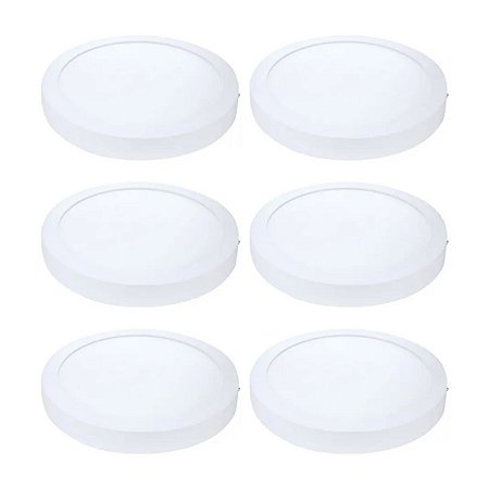 Kit 6 Painel Plafon LED Sobrepor Red Branca 6500K 24W 29cm