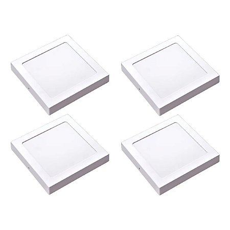 Kit 4 Painel LED Sobrepor Quad Luz Neutra 4000K 12W 17cm