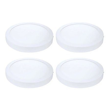 Kit 4 Painel LED Sobrepor Red Luz Amarela 3000K 18W 22cm