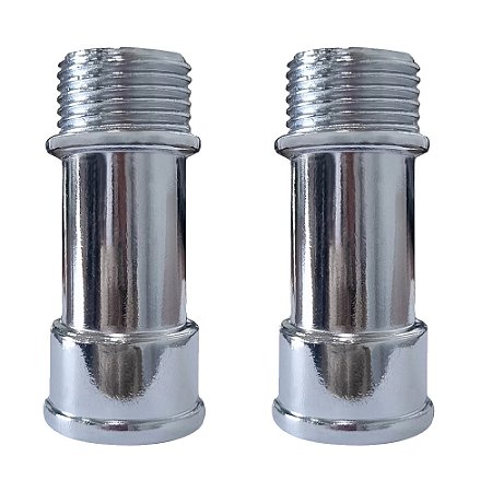 Kit 2 Extensão P/ Torneira Média 1/2'' 58mm Metal Cromado