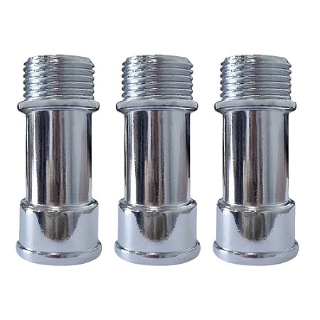 Kit 3 Extensão P/ Torneira Média 1/2'' 58mm Metal Cromado