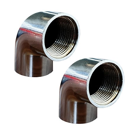 Kit 2 Joelho Cotovelo Curva 90º Metal Cromado Fêmea 1/2''