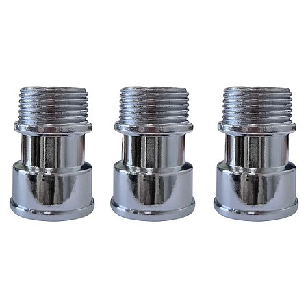 Kit 3 Extensão P/ Torneira Curta 1/2'' 40mm Metal Cromado