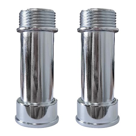 Kit 2 Extensão P/ Torneira Longa 1/2'' 76mm Metal Cromado