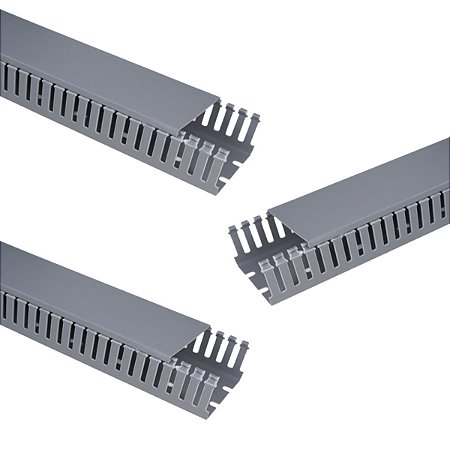 Kit 3 Canaleta Aberta Painel Elétrico Fio Cinza 50x50x2000mm