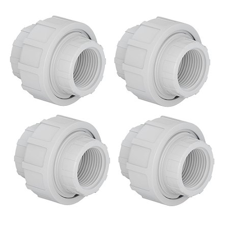 Kit 4 União Roscável C/ Rosca PVC 32mm 1'' Branco Tigre