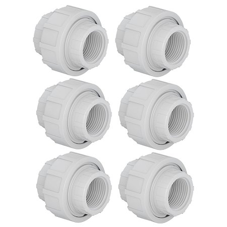 Kit 6 União Roscável C/ Rosca PVC 32mm 1'' Branco Tigre