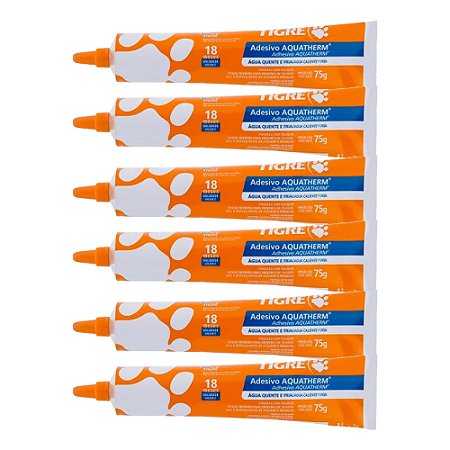 Kit 6 Adesivo Plástico Cola Aquatherm CPVC Bisnaga 75g Tigre