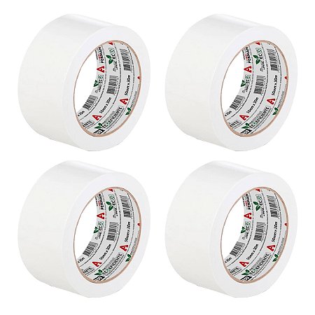Kit 4 Fita Dupla Face Papel Branca Uso Geral 50mm x30m Adere