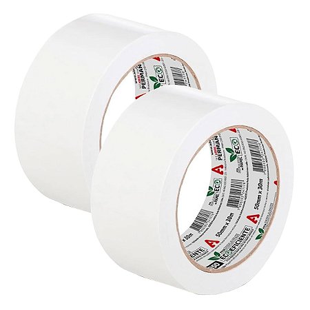 Kit 2 Fita Dupla Face Papel Branca Uso Geral 50mm x30m Adere