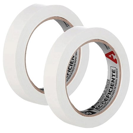 Kit 2 Fita Dupla Face Papel Branca Uso Geral 25mm x30m Adere