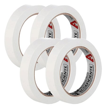 Kit 4 Fita Dupla Face Papel Branca Uso Geral 25mm x30m Adere
