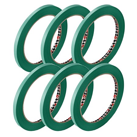 Kit 6 Fita Crepe Filete Automotiva Verde 06mm x 50m Adere