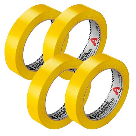 Kit 4 Fita Crepe Pintura Automotiva Amarela 24mm x 40m Adere