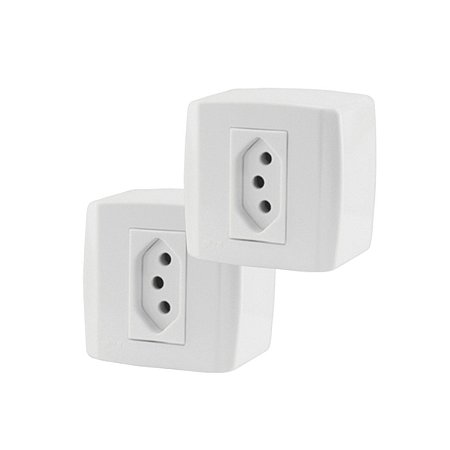 Kit 2 Tomada Sobrepor Externa 20A 2P+T 250V Branco ilumi