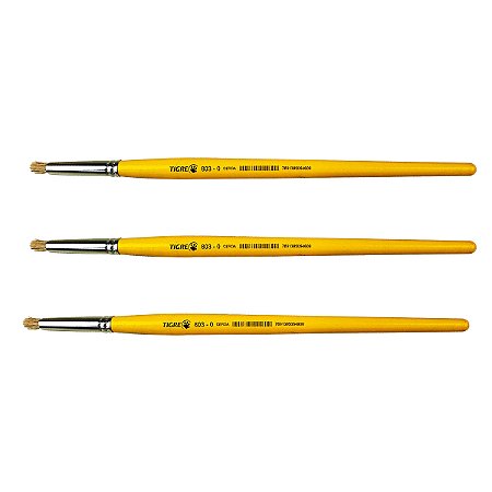Kit 3 Pincel Redondo Pitua Cerda Natural 803 Nº00 Tigre