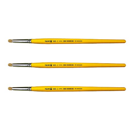Kit 3 Pincel Redondo Pitua Cerda Natural 803 Nº02 Tigre
