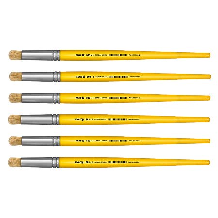 Kit 6 Pincel Redondo Pitua Cerda Natural 803 Nº06 Tigre