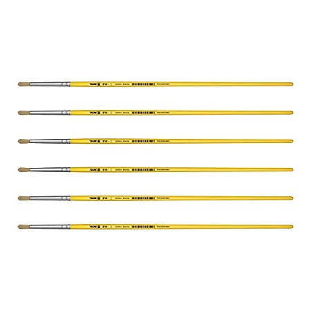 Kit 6 Pincel Redondo Cerda Natural Cabo Longo 816 Nº02 Tigre