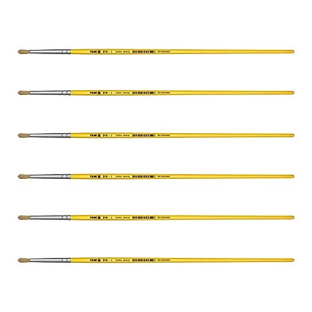 Kit 6 Pincel Redondo Cerda Natural Cabo Longo 816 Nº06 Tigre