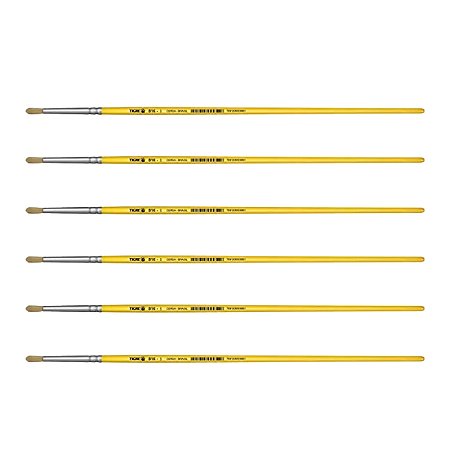 Kit 6 Pincel Redondo Cerda Natural Cabo Longo 816 Nº08 Tigre