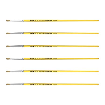 Kit 6 Pincel Redondo Cerda Natural Cabo Longo 816 Nº10 Tigre
