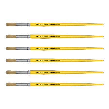 Kit 6 Pincel Redondo Cerda Natural Cabo Longo 816 Nº12 Tigre