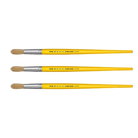 Kit 3 Pincel Redondo Cerda Natural Cabo Longo 816 Nº18 Tigre