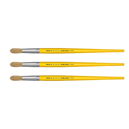 Kit 3 Pincel Redondo Cerda Natural Cabo Longo 816 Nº22 Tigre