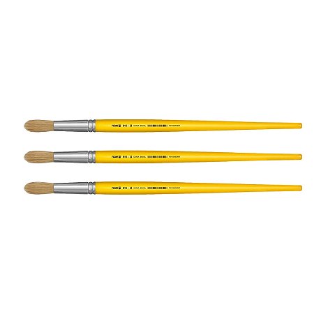 Kit 3 Pincel Redondo Cerda Natural Cabo Longo 816 Nº24 Tigre