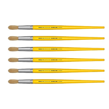 Kit 6 Pincel Redondo Cerda Natural Cabo Longo 816 Nº24 Tigre