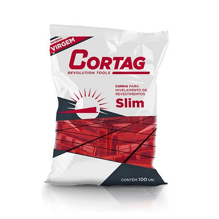 Kit 100 Cunha Slim Nivelador Espaçador Piso Vermelho Cortag