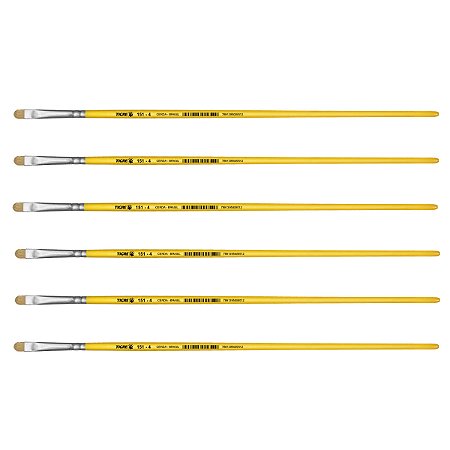 Kit 6 Pincel Chato Lixado Filbert Língua Gato 151 Nº04 Tigre