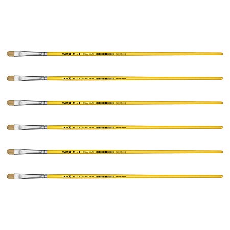 Kit 6 Pincel Chato Lixado Filbert Língua Gato 151 Nº06 Tigre