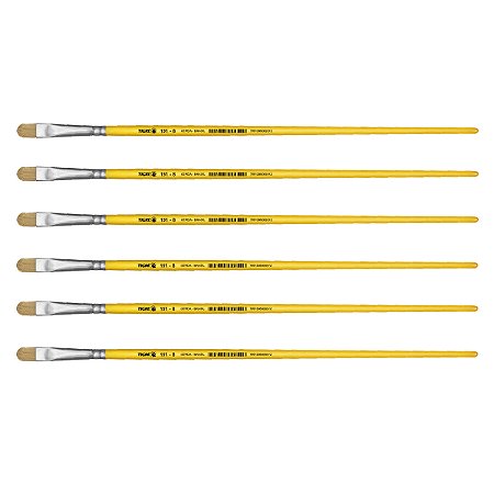 Kit 6 Pincel Chato Lixado Filbert Língua Gato 151 Nº08 Tigre